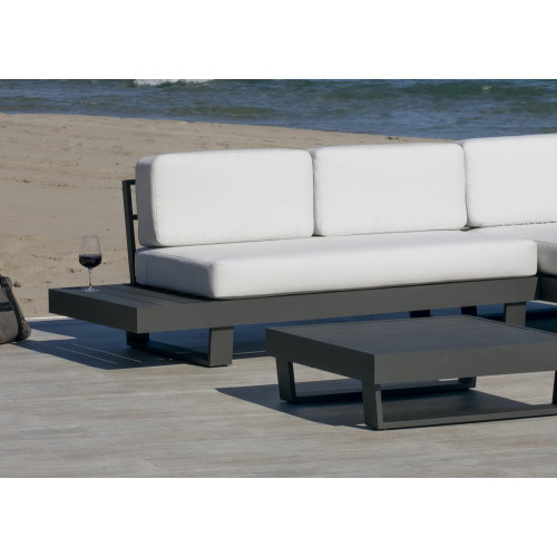 Salon de jardin Sofa MENFIS - tissus écru, finition anthracite - 4 à 6 places - HEVEA