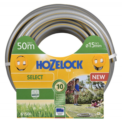 Tuyau d’arrosage Hozelock Select anti UV gris bandes 3D jaunes diamètre 15mm 50m - HOZELOCK