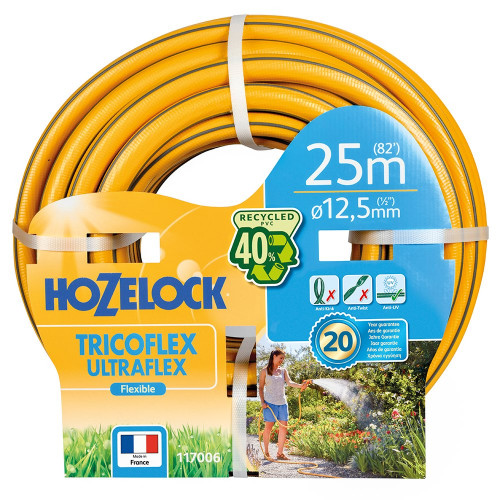 Tuyau d’arrosage Ultraflex anti torsion 40 % PVC recyclé 19 mm 50 m jaune gris - HOZELOCK