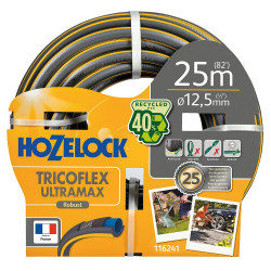 Tuyau d’arrosage anti écrasement Ultramax usage domestique diamètre 15 mm 25 m gris jaunes de marque HOZELOCK, référence: J7128000