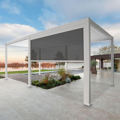 Store latéral pour Pergola Bioclimatique Ombréa® - 3 m - blanc - CHALET & JARDIN