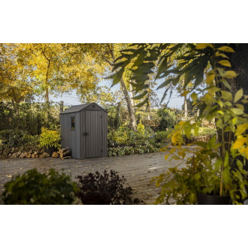 Abri de jardin en résine, Darwin 46, 1,9 m², gris, aspect bois