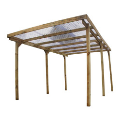 Carport en bois avec couverture PVC ondule Imperia 15 m² de marque CHALET & JARDIN, référence: J7130400