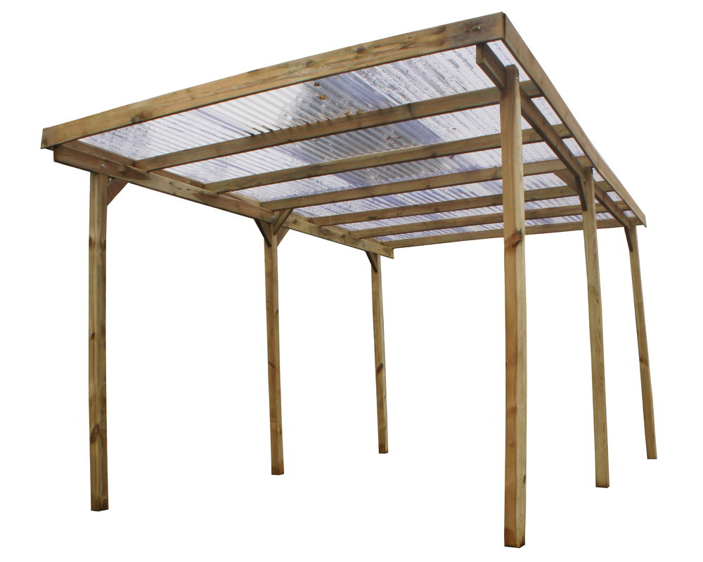 Carport en bois avec couverture PVC ondule Imperia 15 m²