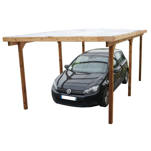 Carport en bois avec couverture PVC ondule Imperia 15 m² - CHALET & JARDIN