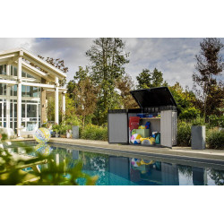 Coffre de jardin résine Elite store gris et noir - 1200 l - CHALET & JARDIN