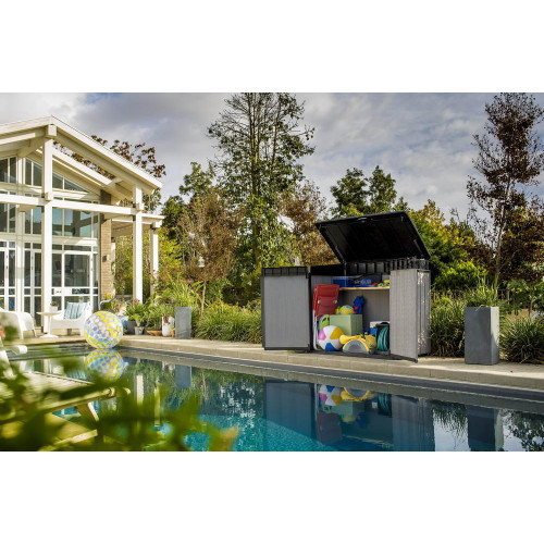 Coffre de jardin résine Elite store gris et noir - 1200 l - CHALET & JARDIN