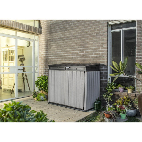 Coffre de jardin résine Elite store gris et noir - 1200 l - CHALET & JARDIN