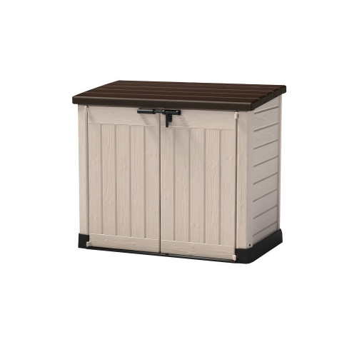 Coffre de jardin en résine multifonctions 1200 l - beige toit plat - CHALET & JARDIN