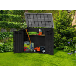 Coffre de jardin en résine multifonctions 1200 l - noir toit plat de marque CHALET & JARDIN, référence: J7130800