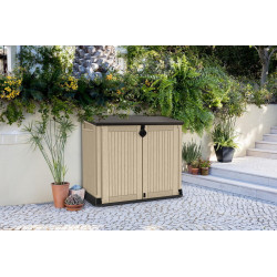 Coffre de jardin en résine multifonctions 880 l - beige (sans vérins) - CHALET & JARDIN