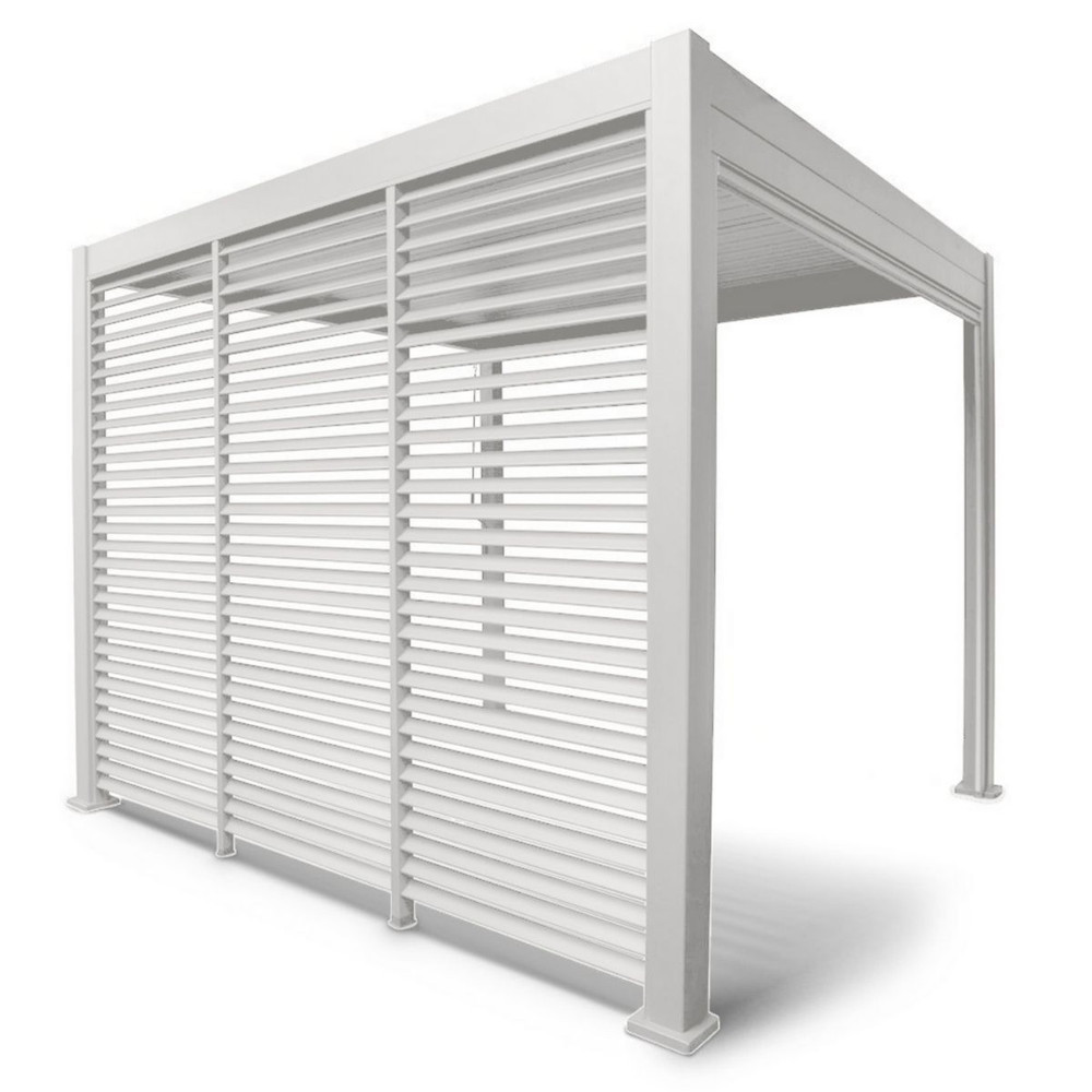 Panneau brise-vue latéral à ventelles 1 m pour pergola bioclimatique OMBREA - Blanc