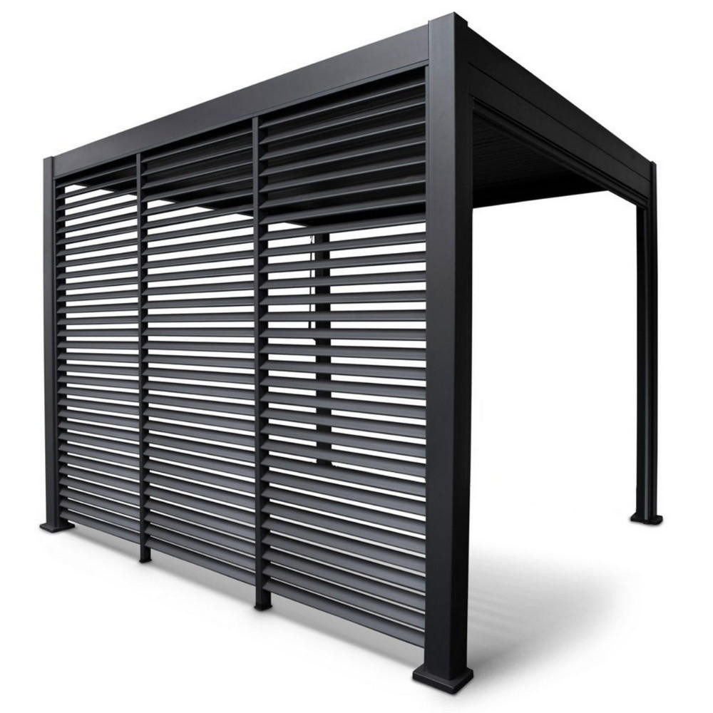 Panneau brise-vue latéral à ventelles 1,2 m pour pergola bioclimatique OMBREA - anthracite