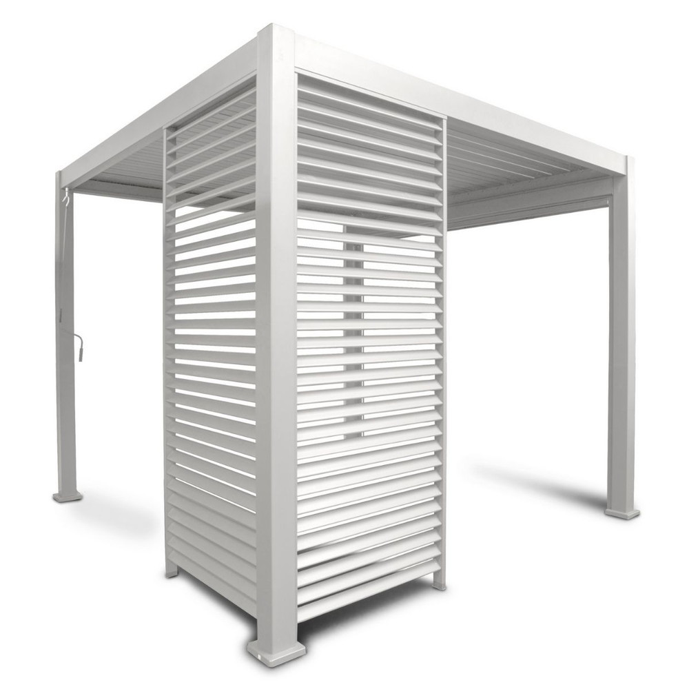 Panneau brise-vue latéral à ventelles 1,2 m pour pergola bioclimatique OMBREA - Blanc
