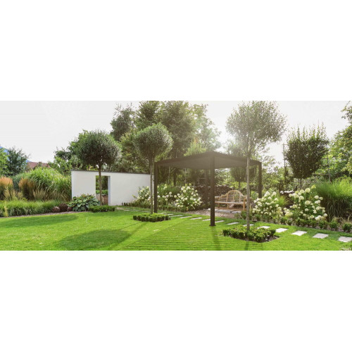 Pergola Bioclimatique Ombréa® 3 x 3 m + Store 3 m - anthracite - CHALET & JARDIN