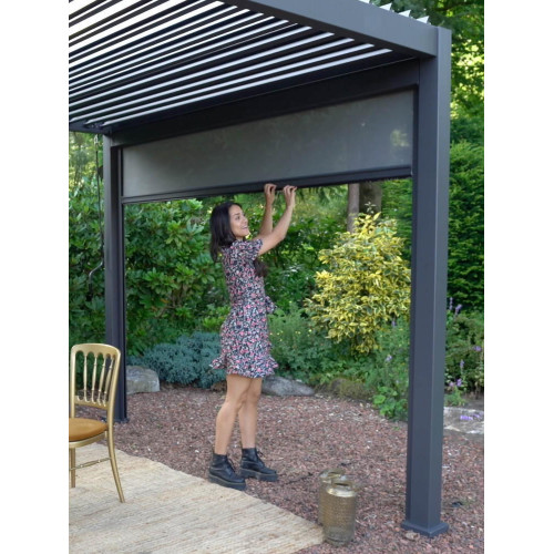 Pergola Bioclimatique Ombréa® 3 x 3 m + Store 3 m - anthracite - CHALET & JARDIN