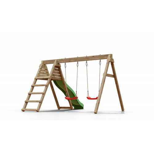 Portique & Toboggan de jardin en bois  390 x 256 x 252 cm - Azalée - CHALET & JARDIN