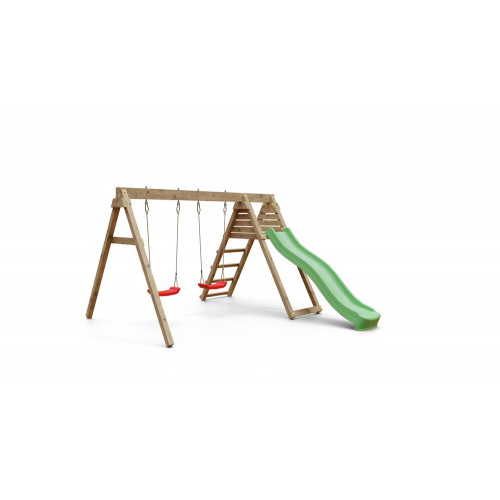 Portique & Toboggan de jardin en bois  390 x 256 x 252 cm - Azalée - CHALET & JARDIN