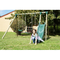 Portique en bois Navajos 330 x 260 x 230 cm, Toboggan de marque CHALET & JARDIN, référence: J7135400