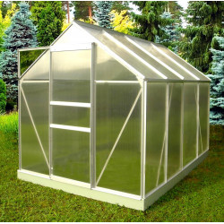 Serre de jardin en polycarbonate 4,75 m² - avec ouverture toit auto - Aluminium naturel - CHALET & JARDIN