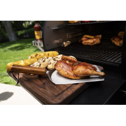 Grande spatule en inox pour barbecue - manche bois - 15 x 24 cm - 0,96 kg - Traeger