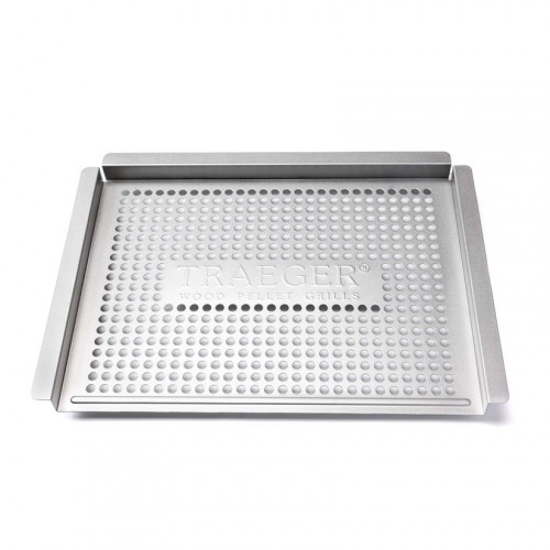 Panier de cuisson inox pour barbecue - bords surélevés - 40 x 29 cm - 1,10 kg - Traeger