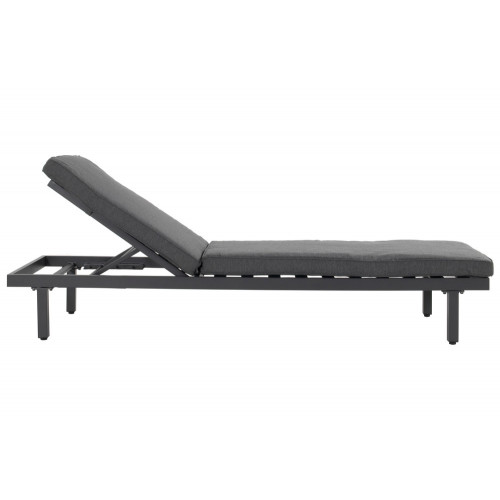 Bain de soleil Aveiro en aluminium - matelas en polyester - Anthracite - CHALET & JARDIN