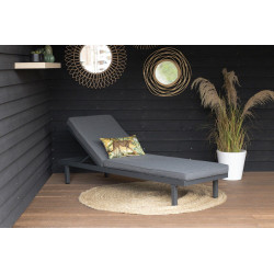 Bain de soleil Aveiro en aluminium - matelas en polyester - Anthracite - CHALET & JARDIN