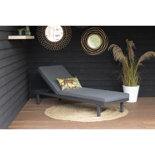 Bain de soleil Aveiro en aluminium - matelas en polyester - Anthracite - CHALET & JARDIN