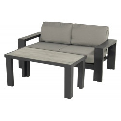 Canapé de jardin Titan 2 places + table basse - Gris/Anthracite de marque CHALET & JARDIN, référence: J7180500