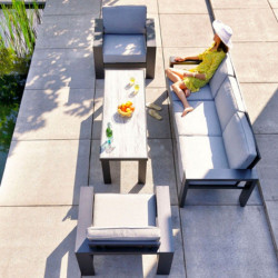 Canapé de jardin Titan 3 places + table basse - Gris/Anthracite - CHALET & JARDIN