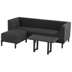 Canapé d'extérieur 3 places + table basse Dion en aluminium - Noir - CHALET & JARDIN