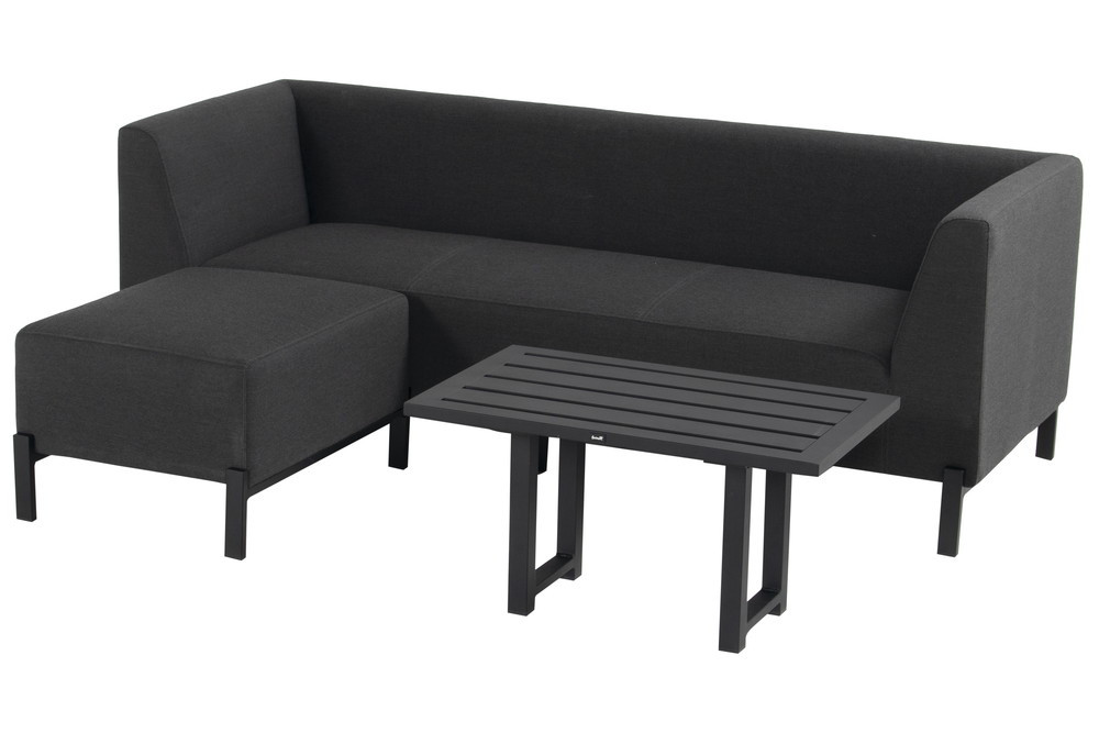 Canapé d'extérieur 3 places + table basse Dion en aluminium - Noir