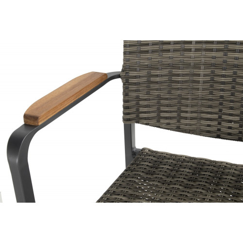 Chaise Sintra en résine tressée - pieds en aluminium - Anthracite/marron grisé - CHALET & JARDIN