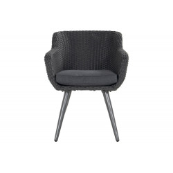 Chaise-fauteuil Amadora en résine tressée - pieds en aluminium - Anthracite de marque CHALET & JARDIN, référence: J7181200