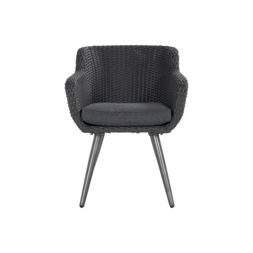 Chaise-fauteuil Amadora en résine tressée - pieds en aluminium - Anthracite - CHALET & JARDIN