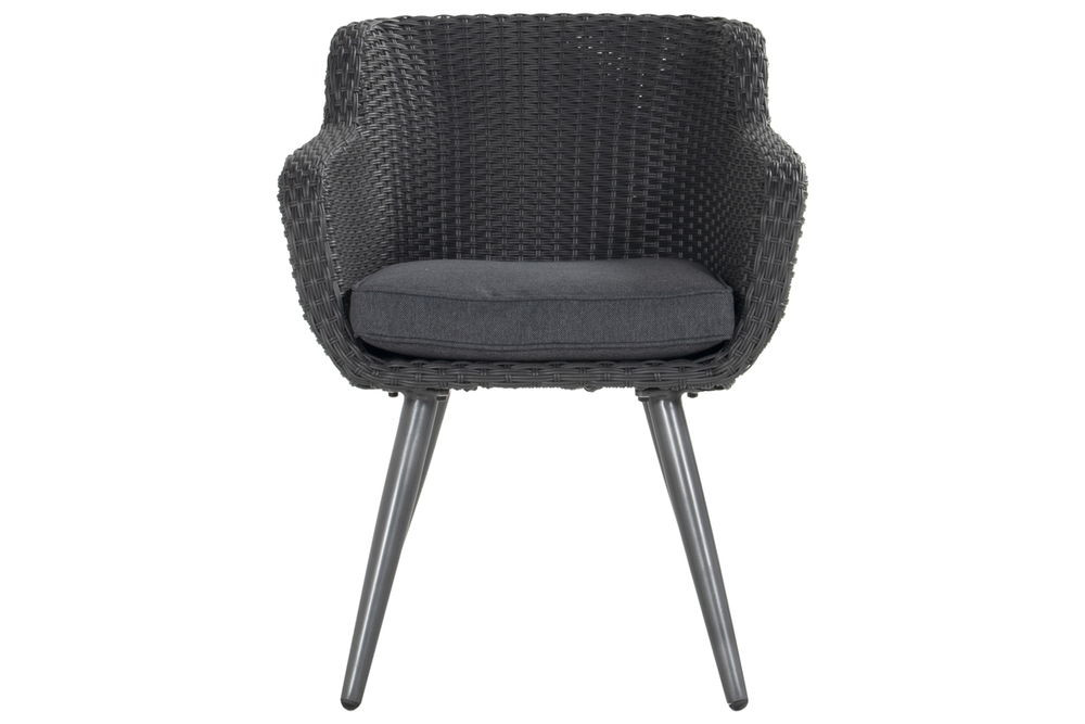 Chaise-fauteuil Amadora en résine tressée - pieds en aluminium - Anthracite