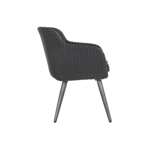 Chaise-fauteuil Amadora en résine tressée - pieds en aluminium - Anthracite - CHALET & JARDIN