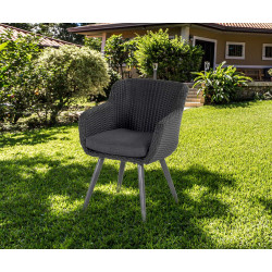 Chaise-fauteuil Amadora en résine tressée - pieds en aluminium - Anthracite - CHALET & JARDIN