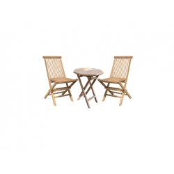 Ensemble de jardin en bois - 2 chaises pliantes + table basse octogonale pliante de marque CHALET & JARDIN, référence: J7181500
