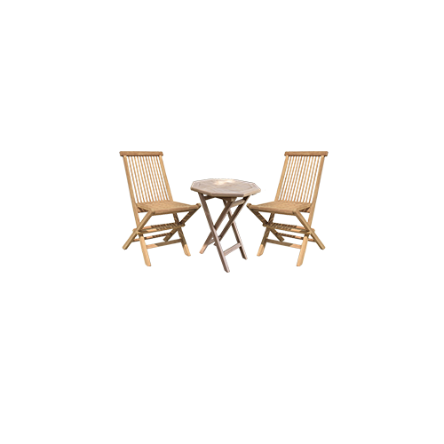 Ensemble de jardin en bois - 2 chaises pliantes + table basse octogonale pliante - CHALET & JARDIN