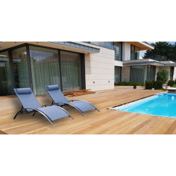 Lot de 2 bains de soleil Monaco en aluminium - Lavande - CHALET & JARDIN