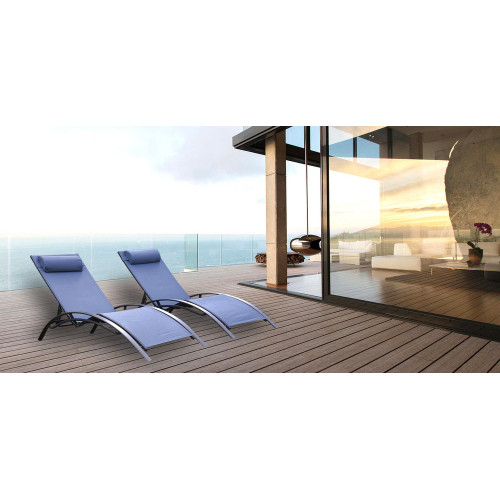 Lot de 2 bains de soleil Monaco en aluminium - Lavande - CHALET & JARDIN