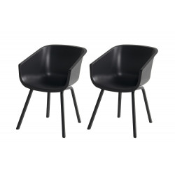 Lot de 2 chaises Amalia Element en résine - pieds en aluminium - Noir - CHALET & JARDIN