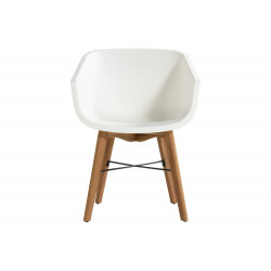 Lot de 2 chaises Amalia Eucalyptus en résine - pieds en bois - Blanc de marque CHALET & JARDIN, référence: J7185200