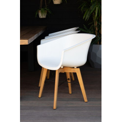 Lot de 2 chaises Amalia Eucalyptus en résine - pieds en bois - Blanc - CHALET & JARDIN