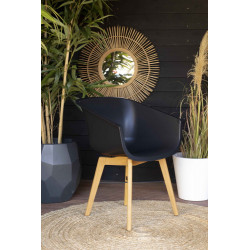 Lot de 2 chaises Amalia Eucalyptus en résine - pieds en bois - Noir - CHALET & JARDIN