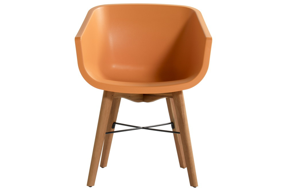 Lot de 2 chaises Amalia Eucalyptus en résine - pieds en bois - Orange