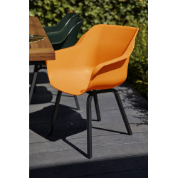 Lot de 2 chaises Sophie Element Armchair en résine - pieds en aluminium - Indian Orange - CHALET & JARDIN