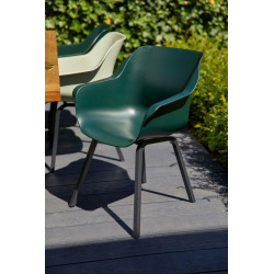 Lot de 2 chaises Sophie Element Armchair en résine - pieds en aluminium - Vert Forêt - CHALET & JARDIN